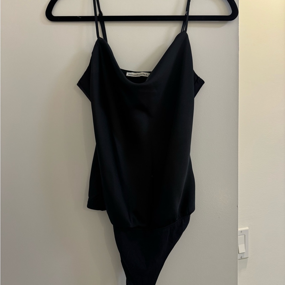 Abercrombie & Fitch Black Cowl Neck Thin Strap Bodysuit